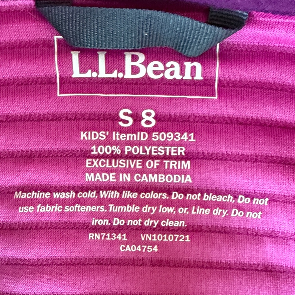 L.L. Bean Girls' Ombre Hooded Fleece Jacket - Pink & Purple - Picture 3 of 5